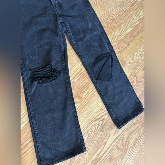 RE/DONE 70s Stovepipe High Rise Straight Leg Jeans Black Vintage-Inspired Denim